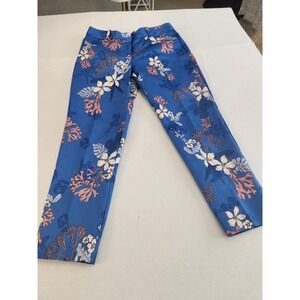 Liz Claiborne Blue Floral Botanical Ankle Pants Straight Leg Womens Size 4